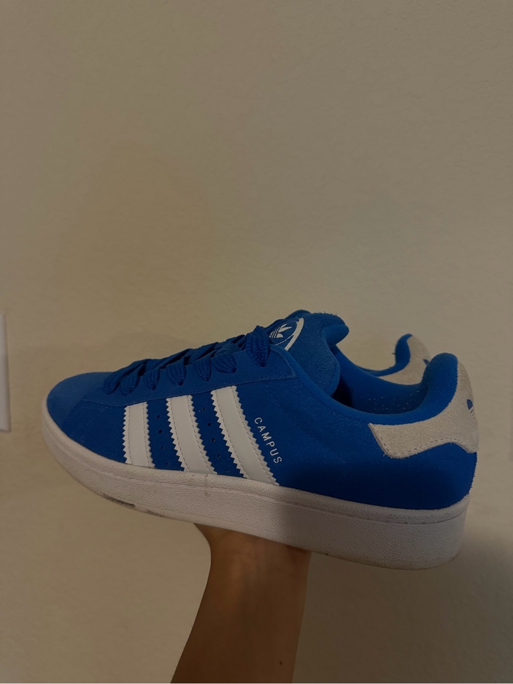 adidas Women’s Blue Sneakers with White Stripes - Picture 2 of 3